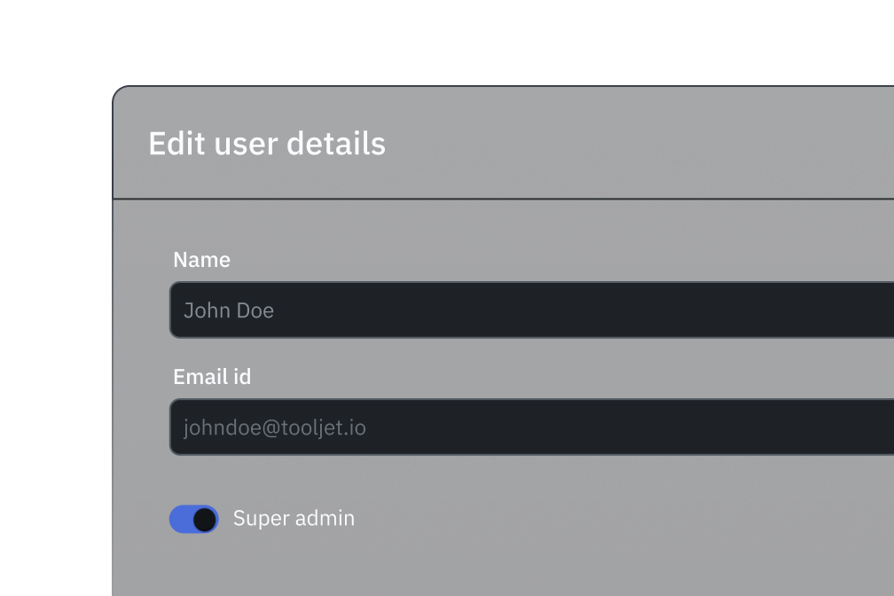 Edit user details interface